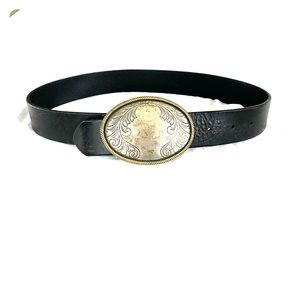 Black leather western style leather belt- Size 32